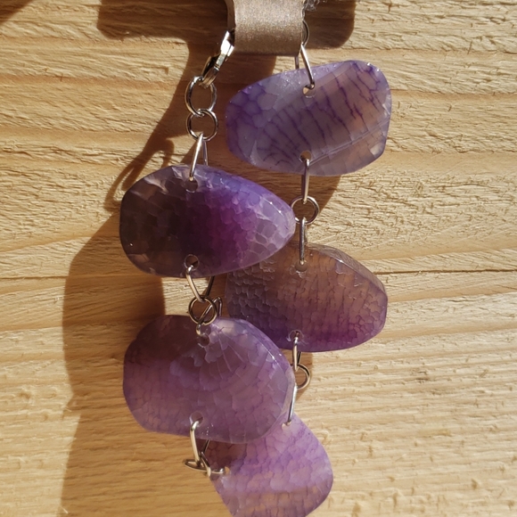 Genuine Purple Agate Chunky Bracelet - Picture 2 of 4